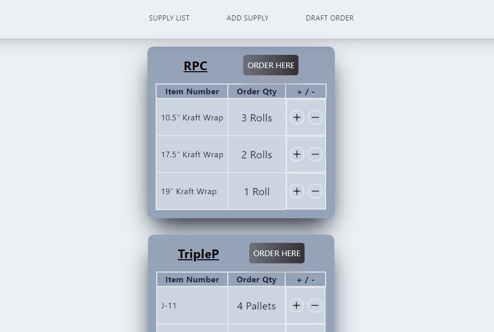 Supply Tracking Full Stack Web App